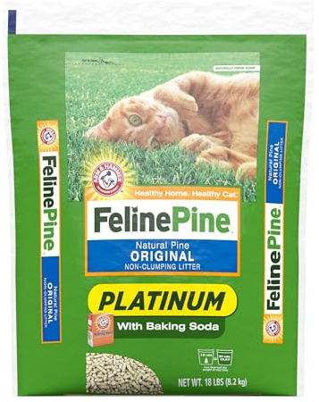 Feline Pine Platinum Non-Clumping Cat Litter, Feline Pine Cat Litter 18lb