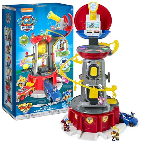 Paw Patrol, Mighty Lookout Tower with 4 Exclusive Bonus Action Figures, Toy Car, Lights and Sounds (Amazon Exclusive), Kids Toys for Ages 3 and up