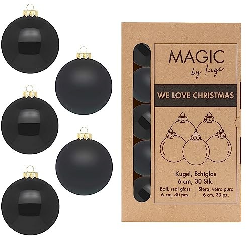 Kugel Ebony Black - WE Love Christmas - Magic by Inge - 30 Stück / 6cm