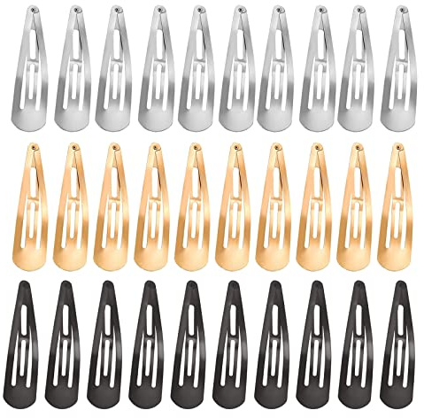 30 Piezas Clips para El Pelo, Horquilla Grande de Metal a Presión para El Pelo, Antideslizantes Accesorios para El Cabello (Oro, Plata, Negro, 3,14 Pulgadas)