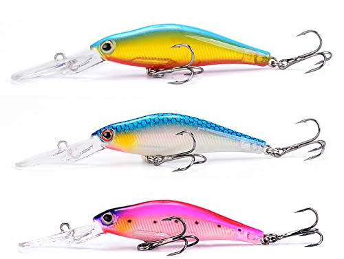 Stenar Wobbler Minnow konstgjort bete set | rovfisk gös abborre fiske | iögonfallande färger | 7,3 g 9 cm (färg: 1)