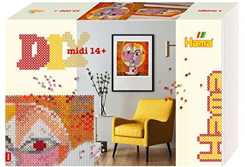 Hama Perlen 3609 Bügelperlen Paul Klee, Hama Art mit ca. 10.000 Midi-Perlen, 6 großen viereckigen Stiftplatten zum Zusammenstecken, Motivvorlage, Bügelpapier, für Kinder ab 14 Jahren
