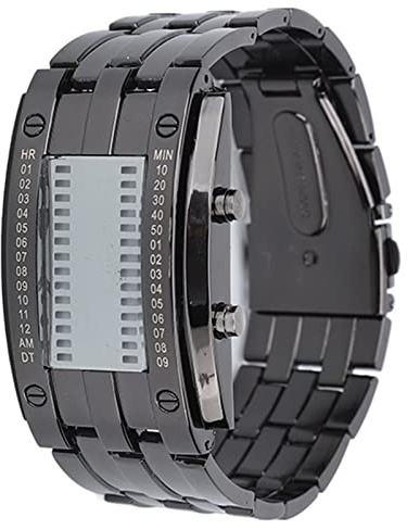 SYH&AQYE Mens Womens Digital Watch LED Binary Waterproof Watches Fashion Exquisite Alloy Band Sports Military Wristwatch His and Her Watch Set(Black)