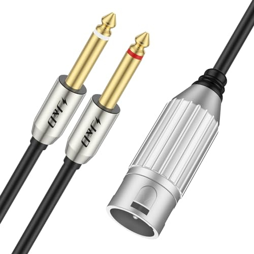 J&D Cavo Dual da 1/4 a XLR Maschio, Cavo XLR Y Splitter con Doppio TS Mono 6,35 mm, Connettori Placcati in Oro, Adattatore Audio per Microfono Stereo, 2 Metro