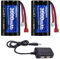 URGENEX 3000mAh 7.4 V Li-ion Akku with Deans T Plug 2S Rechargeable RC Battery Fit for WLtoys 4WD High Speed RC Cars and Most 1/10, 1/12, 1/16 Scale RC Cars Trucks with 7.4V Battery Charger