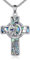 YFN Heiliger Andreas Kreuz Halskette Sterling Silber Religiöser Beschützer Anhänger St Andrew Schmuck Saint Andrew Geschenke für Damen Herren