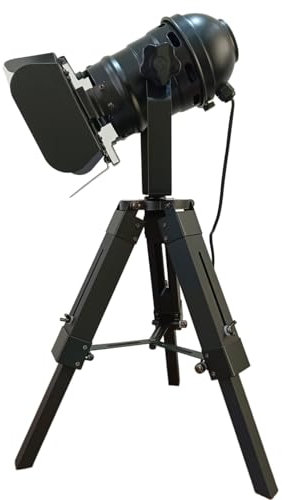 XIHOME Lámpara de mesa ajustable de trípode retro negro vintage,Faros retro náuticos Teatre,Lámparas de madera de decoración industrial,Accesorios de película de cine para sala de estar dormitorio