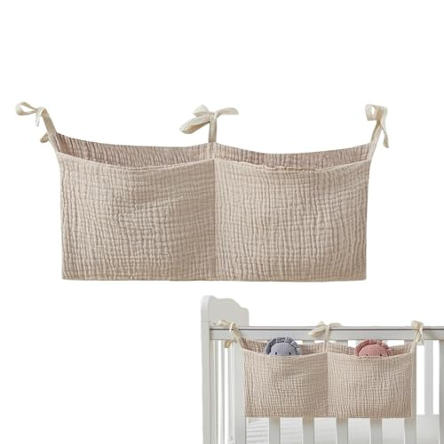 Bed Pockets Organiser, Crib Storage Pocket Hanging Crib Baby Bed Organizer, Nursery Organizer,Baby Organiser Storage Bedside Hanging Storage Baby Crib Organizer For Diapers Toys