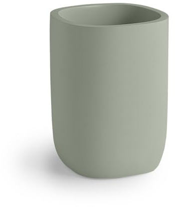 Gedy Baku Portaspazzolini da Bagno Realizzato con Materiale in Resina, Colore Verde Salvia Finitura Opaca, Porta Spazzolini Bagno con Fondo Antiscivolo, Dimensioni Base Quadrata L7,7xP7,7xH10,7cm