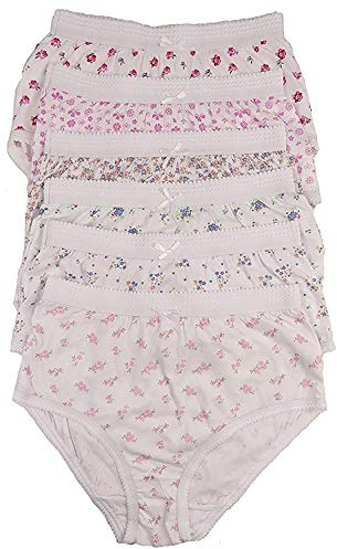 COTTONIQUE Ladies 6 Pairs of Full Cotton Briefs in Choice of Colours 36-54 Plus Sizes (48-50 (20-22), Assorted Florals)