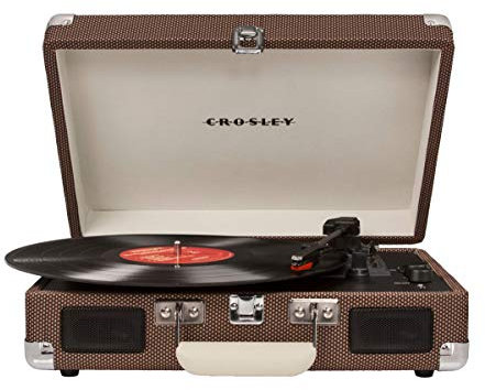 Crosley Cruiser Deluxe Vintage 3-Speed Bluetooth Suitcase Turntable, Tweed