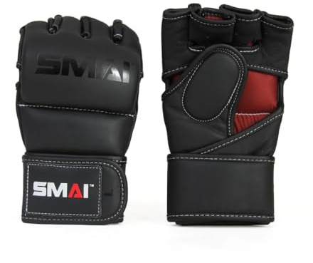 SMAI Elite85 Leather MMA Grappling Gloves - Competition Punching Mitts and MMA Gear for Men, Women and Youth - Made for Martial Arts Sparring, Punch Training and Bag Work.