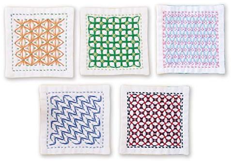 Olympus Thread Kugurizashi Sashiko broderiförpackning underlägg vitt 5 st tyg tryckt