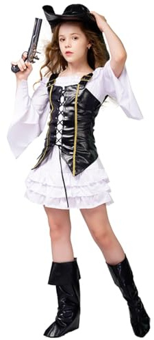 SEA HARE Déguisement de pirate de luxe pour filles (L:10-12 Ans)