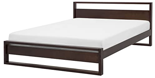 Beliani Modernes Bett dunkler Holzfarbton mit Lattenrost 160 x 200 cm Giulia