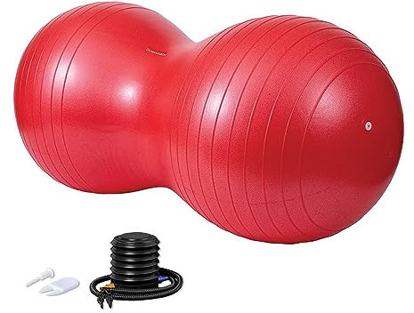 DumanAsen Exercise Ball with Pump, Peanut ball, fitness ball, Ball for Yoga, Pilates, Core Training and Physical Therapy (90cm x 45cm Red)
