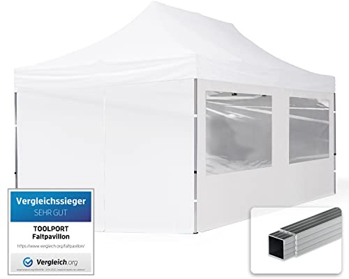 TOOLPORT Faltpavillon Faltzelt Pavillon 3x6m - 4 Seitenteile Aluminium 32mm Partyzelt 700N weiß