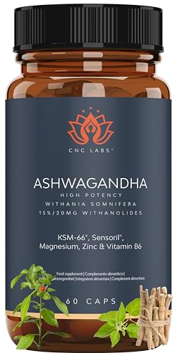 Ashwagandha KSM-66 mit Sensoril (15-20% Withanolide) | Hochdosiert, Cortisol senken, für Tiefschlaf, Wohlbefinden, Energie & Konzentration - 2 Monate