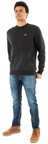 Tommy Jeans Herren Sweatshirt Regular Fit Flag Fleece Rundhalsausschnitt, Schwarz (Black), XXL
