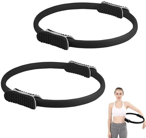 MAGIC SELECT 2X Anneau de Pilates - Cercle Pilates à Double Poignée - Yoga Pilates Ring pour Exercice, Fitness, Yoga, Gym, 37.5cm Diameter