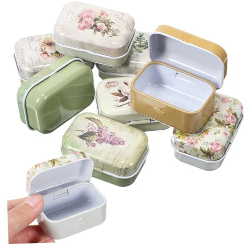 MOBUTOFU Set di 8 Scatoline Latta Vintage Piccole in Latta con Coperchio per Organizzare Piccoli Oggetti e Proteggere Tesori con Design Raffinato Stile Casuale