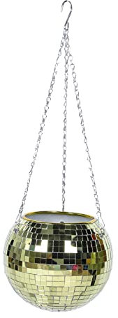 MERRYHAPY Disco-Kugel-Pflanzgefäß Hanging Basket einhängekorb pflanzenkübl House Plants blumenampel aufhängung sähmachine Pflanzenaufhänger hängender Blumentopf rosa Blumentopf Metall Golden