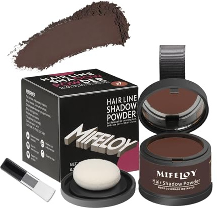 MIFELOY Root Cover Up Powder, Touch Up Hair Color for Grey, Roots Concealer for Beard Line Eyebrow, Instantly Coverage Dye for Thinning Grays Hairline, Shadow Conceals Hair Loss, Red Brown