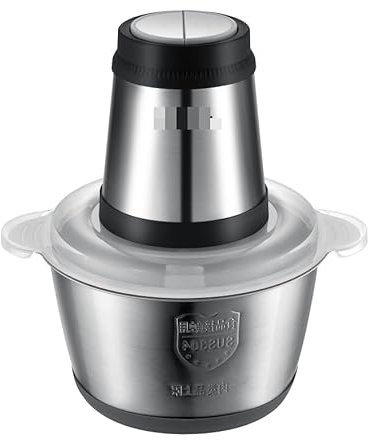 NWOUIIAY Picadora de Carne 600W Trituradora de Eléctrica Alimentos Multifuncional Recipientes de 2L y 2 Velocidades 4 Cuchillas Afiladas Trituradora para Carne, Verduras, Frutas y Frutos Secos