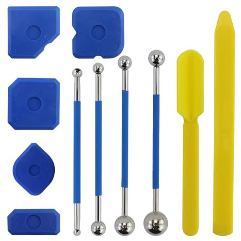 Lot de 4 grattoirs à joints, extracteur de billes en métal et 5 lisseurs de joints en silicone, extracteur de joints en silicone, kit d'outils de lissage pour carrelage de salle de bain, cuisine