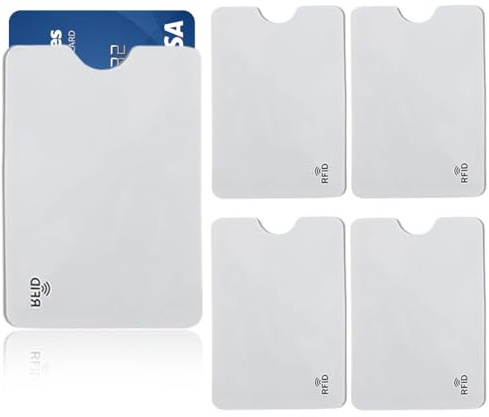 WJRQD Set di 5 Custodie Blocco RFID per Protezione Carte di Credito, Antifurto con schermatura RFID per Carte contactless, RFID Porta Carte, Antitaccheggio Porta Carte di Credito, Bianco