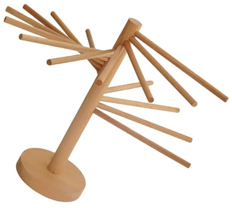 Wooden Pasta Drying Rack Stand for Fresh Noodles Beige
