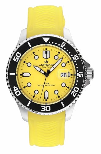 Lorenz - Orologio Sportivo da uomo al quarzo- Modello Easy Time Sport 030263CC - Orologio con cinturino in gomma Sub 100 metri