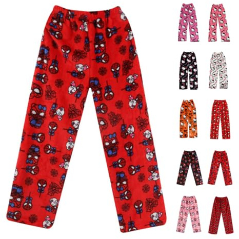 Pantalon Pyjama Femme Long Flanelle Bas de Pyjamas Polaire Chaud et Doux Confortable Fuzzy Anime Dessin Animé Y2K Kawaii Pantalons Décontracté Pour La Maison Pantalon de Pyjama Pants Automne et Hiver
