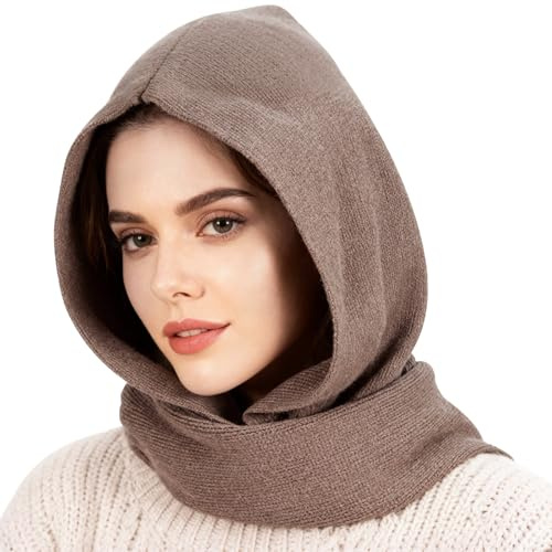 TAGVO Gorro de Invierno con Bufanda 2 en 1, Prueba de Viento Gorro Invierno Calentador de Cuello, Suave Sombrero con Capucha Bufanda Unisex, Elástico Cálido Beanie Caliente Bufanda Pasamontañas