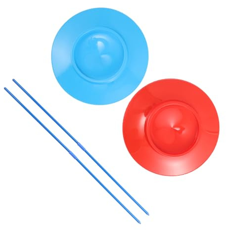 Veemoon Set 2 Pezzi Piatti da Giocoleria con Bastoncini Rosso e Blu, Kit di Giocoleria per Principianti, Gioco di Attività per Feste e Spettacoli Circensi