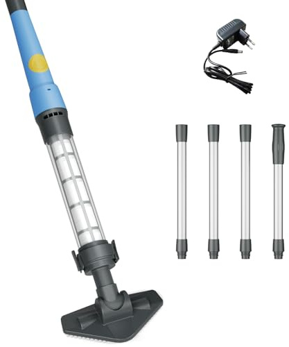 Nettoyeur de Piscine sans Fil 2 en 1 Rechargeable, Autonomie 45 Min, Aspirateur Puissant pour Piscines Hors-Sol et Spas, Perche Télescopique 160 cm, Idéal pour Sable, Feuilles et Débris