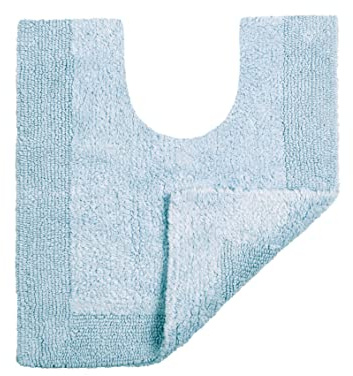 Allure Heavyweight Reversible Pedestal Toilet Mat, 100% Cotton, Super Soft, Washable, Large Size 55cm x 55cm (Baby Blue)