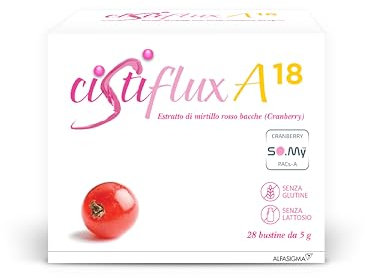 Cistiflux, Integratore a Base di Estratto di Mirtillo Rosso,Cranberry Americano, e D-Mannosio,per Favorire Una Corretta Funzionalità delle Vie Urinarie, 28 Bustine, Gusto Frutti di Bosco