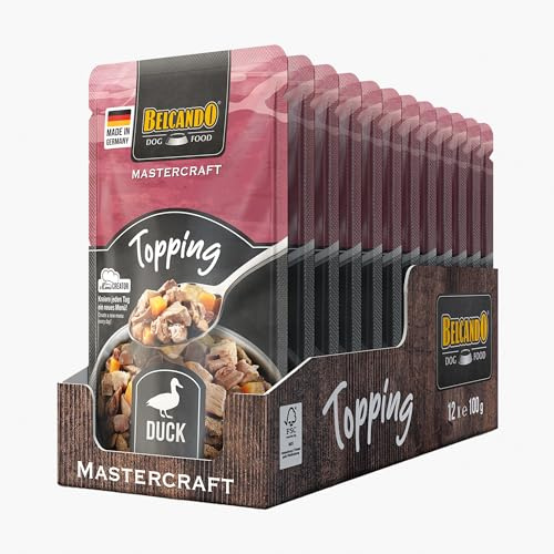 Belcando Mastercraft Topping [12x100g Multipack varietà “Anatra con patate dolci“] Cibo umido per cani | Senza cereali | Puro | Alimento complementare per cani
