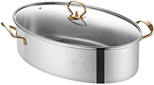 qiuqiu Dampfgarer, ovaler gedämpfter Fischtopf mit großer Kapazität, Multifunktions-Dampfgarer, Edelstahl-Dampfgarer