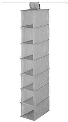 Compactor RAN10167 Hängeaufbewahrung für Schuhe und Kleidung mit 7 Fächern, Klettverschluss, Tragkraft bis 6 kg, Grau, Polypropylen, 15 x 30 x 105 cm