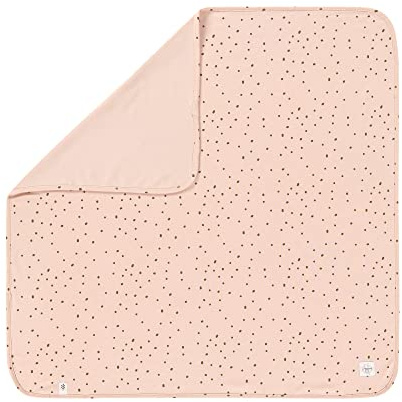 LÄSSIG Baby gosig filt gosig filt GOTS certifierad mjuk/Interlock babyfilt 80 x 80 cm prickig pulverrosa