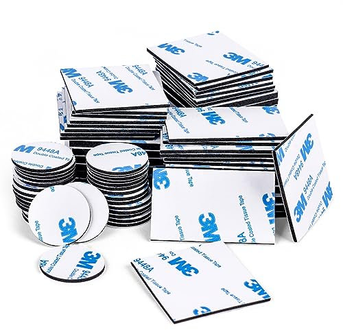 Vicloon Biadesivo Extra Forte, 60pcs Pads Nastro Biadesivo, Extra Forte Pad, 1.5mm Adesivo in Nastro Schiuma per Pareti, Pavimenti, Plastica, Porte(Quadrato&Cerchio&Rettangolo)