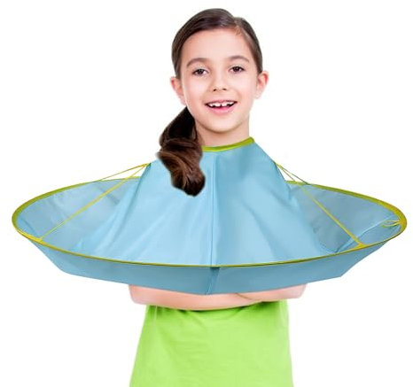 ZSMJAER Mantella per Taglio Capelli Bambini,Mantellina da Parrucchiere per Bambini Impermeabile,Mantelle Taglio per Parrucchieri a Domicilio (Blu)