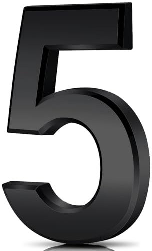 Door Numbers, House Numbers,3D Mailbox Numbers Waterproof, Address Numbers Self Adhesive Street Number Stickers for House Mailbox Apartment Hotel Courtyard Cafe (Black, 5)