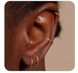 BodyBonita 4 Piezas Piercing Nariz Aros Dorados Mujer - Acero Inoxidable 316L Piercing Oreja Septum Piercing Tragus Hombre Daith Rook Helix Piercing Labios Pendientes Oro 20G