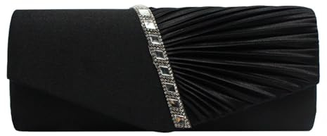 LQSCJS svart kuvertväska dam kvällsväska satin damer kuvert kuvertväska, elegant aftonväska damer kuvertväska damer kuvertväska elegant aftonväska för bröllop, fest, bankett-svart, svart