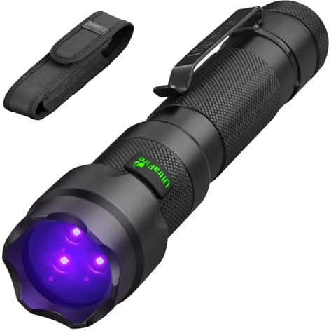 ULTRAFIRE Wiederaufladbare UV-Taschenlampe, 15 W, 365 nm, Schwarzlicht-Taschenlampe für Haustier-Urin-Erkennung, Harz-Aushärtung, Mineralien, Skorpion, Blutspurverfolgung, UV-Licht 502UVS PRO