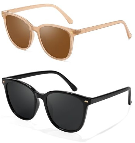 SIPHEW 2Stück Sonnenbrille Damen Polarisiert Klassische Damen Sonnenbrille mit UV400 Schutz Umwickeln für Frauen