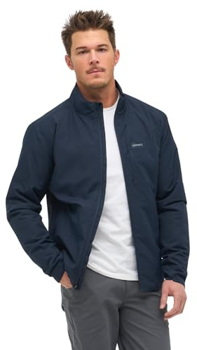 NOMATIC Men's Navy Large Lightweight Travel Jacket, Water & Stain Resistant, Collapsible Jacket Folds into Travel Pillow